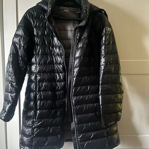 Donna Karan Women's Shiny Black Puffer Coat